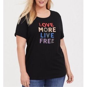 NWOT Torrid Black Red Short Sleeve Relaxed Tee Sz 5X